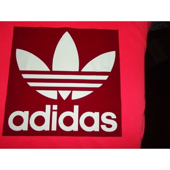 Adidas Sweatshirt Womens Size XL Neon Pink Coral red Trefoil crew neck - Picture 5 of 11
